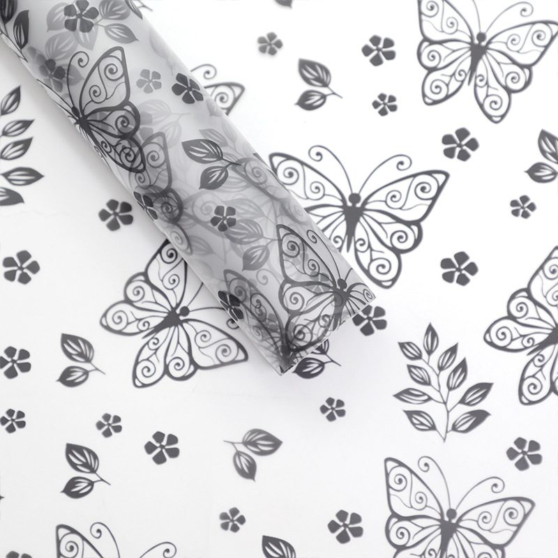 MYHC-07 Exquisite Butterfly Lines, átlátszó virágos csomagolófólia