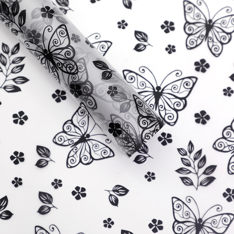MYHC-07 Exquisite Butterfly Lines, átlátszó virágos csomagolófólia