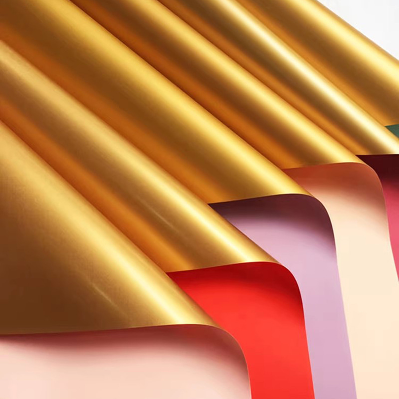 MYHC-17 egyoldalas Flash Gold, kétoldalas, kétszínű, gyöngyházfényű fólia virágos csomagolópapír