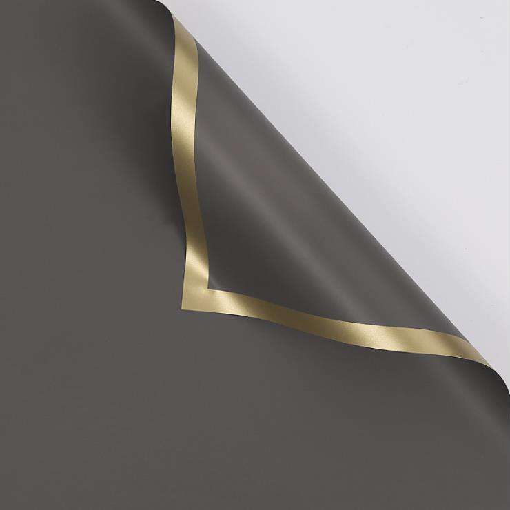 MYHC-27 Gold Edge tömör gyöngyházfényű fólia virágos csomagolópapír