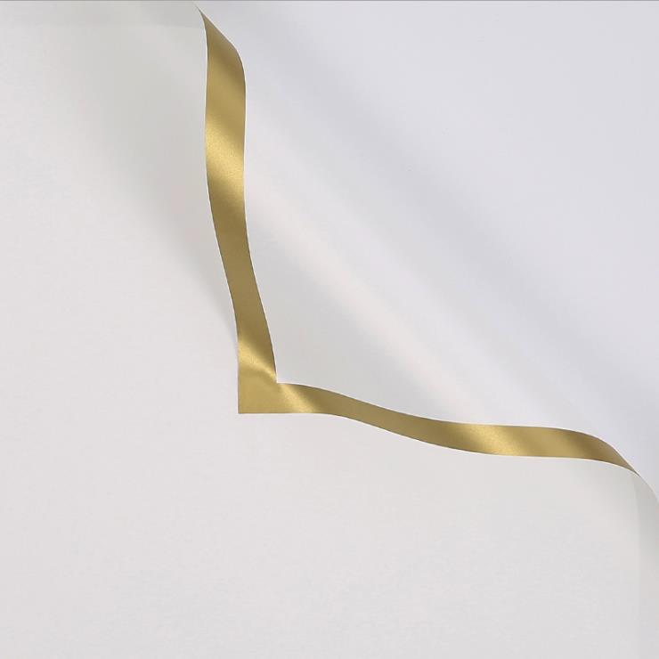 MYHC-27 Gold Edge tömör gyöngyházfényű fólia virágos csomagolópapír