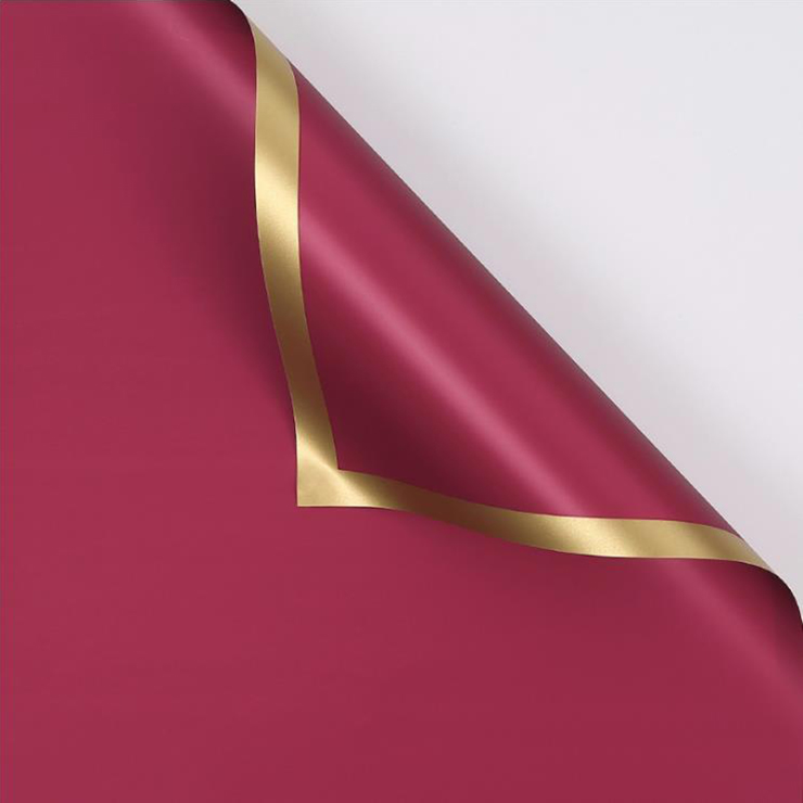 MYHC-27 Gold Edge tömör gyöngyházfényű fólia virágos csomagolópapír