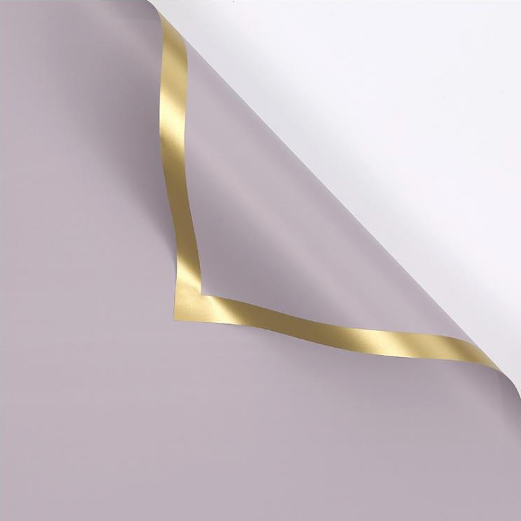 MYHC-27 Gold Edge tömör gyöngyházfényű fólia virágos csomagolópapír